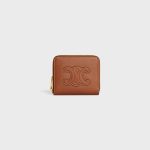 COMPACT ZIPPED WALLET CUIR TRIOMPHE IN SMOOTH CALFSKIN TAN